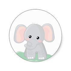 Cute baby elephant clipart with flower