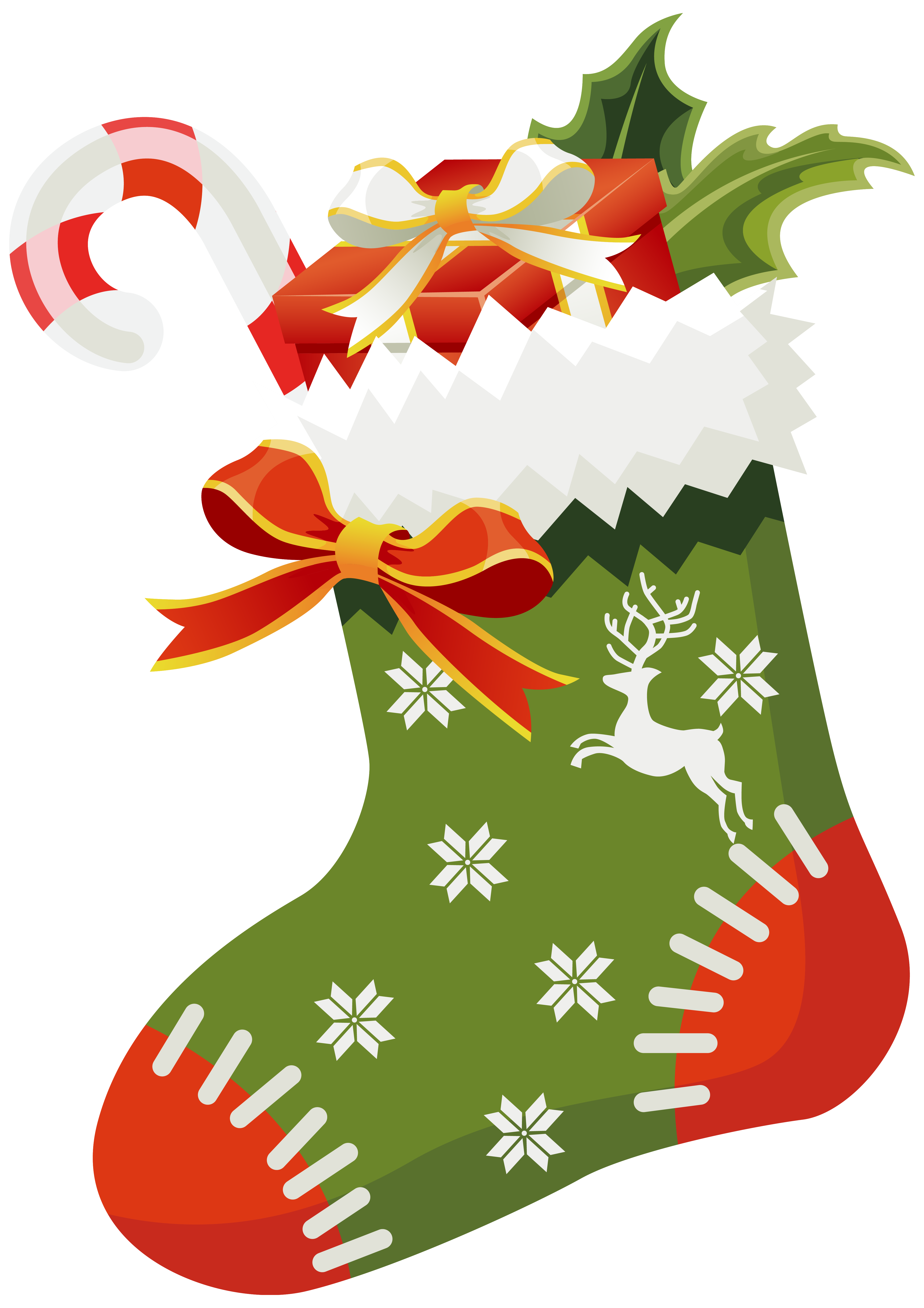 Christmas Green Stocking PNG Clipart Image