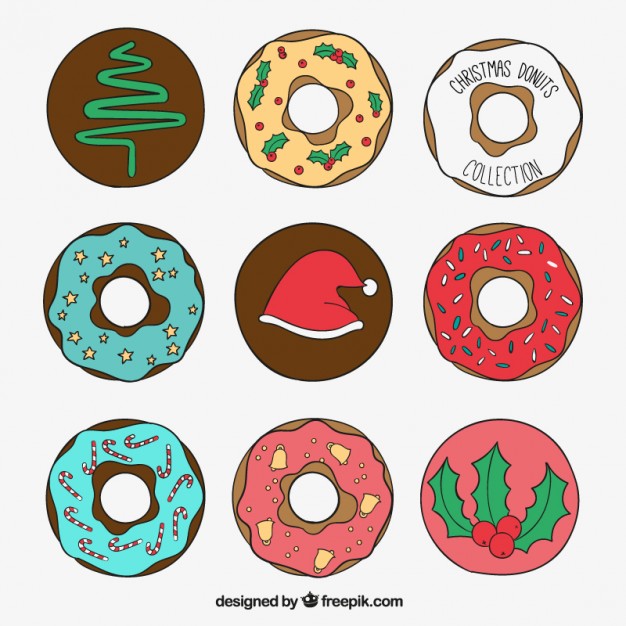 Sketchy christmas donuts collection Vector | Free Download
