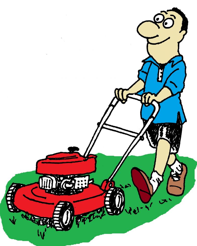 Man mowing lawn clipart
