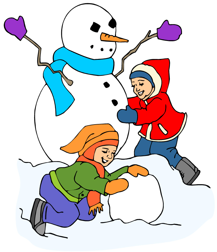 School Playing In The Winter Snow Clipart