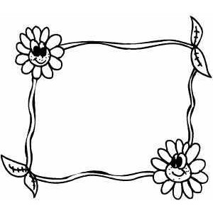 Smiling Flowers Frame Coloring Page - Polyvore