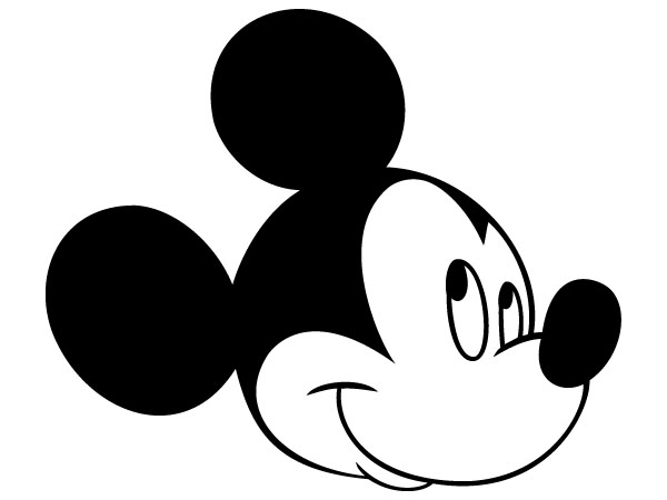 Mickey mouse head black and white clipart