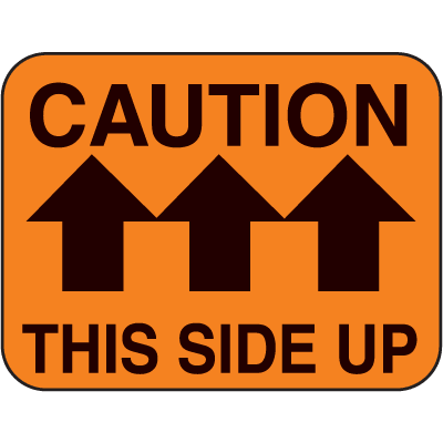 Caution This Side Up Fluorescent Handling Labels | Seton