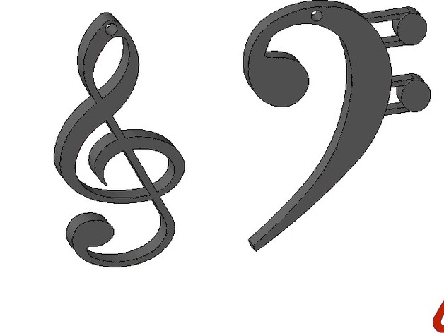 Treble and Bass Clef Earrings by ekul3e3 - Thingiverse