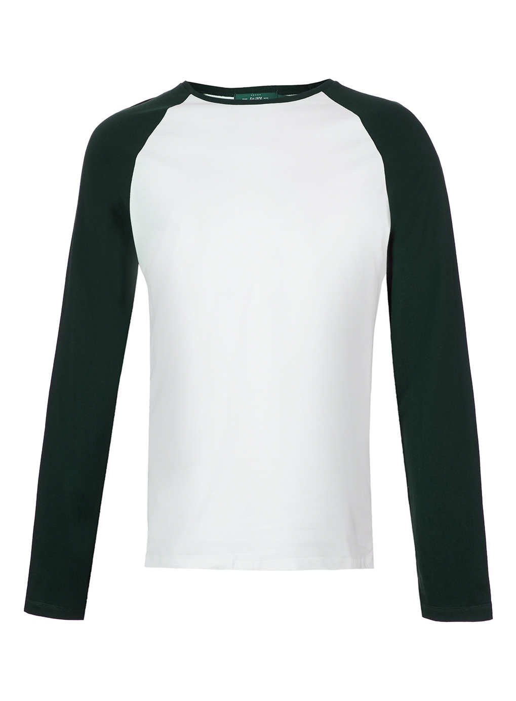 White/Green Contrast Raglan Long Sleeve T-Shirt - TOPMAN