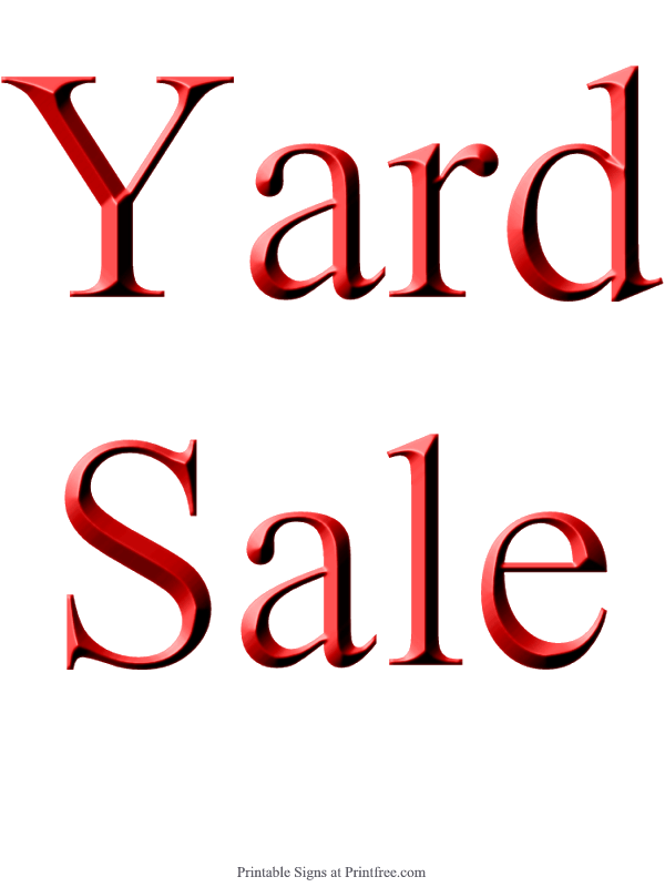 Yard sale sign.