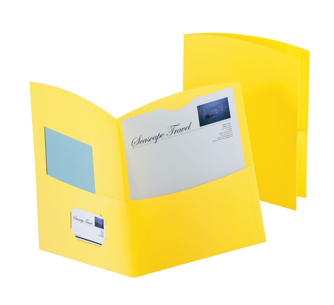 Contour Twin Pocket Folders, Letter Size, Yellow