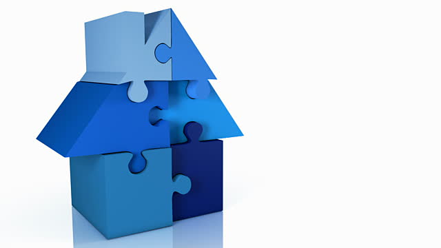 Animated Jigsaw House Loop Blue Shades Stock Footage Video | Getty ...