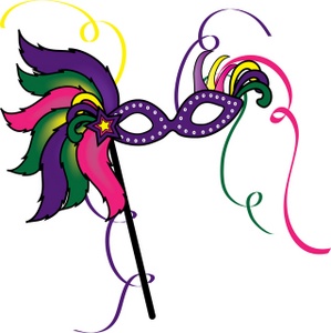 Mask Clipart Image - A feathered Mardi Gras mask