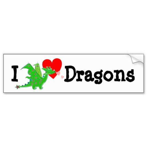 I Love Dragons Bumper Sticker from Zazzle.