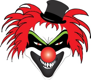 Scary Clown Clipart Image - Halloween costumes - a scary evil clown