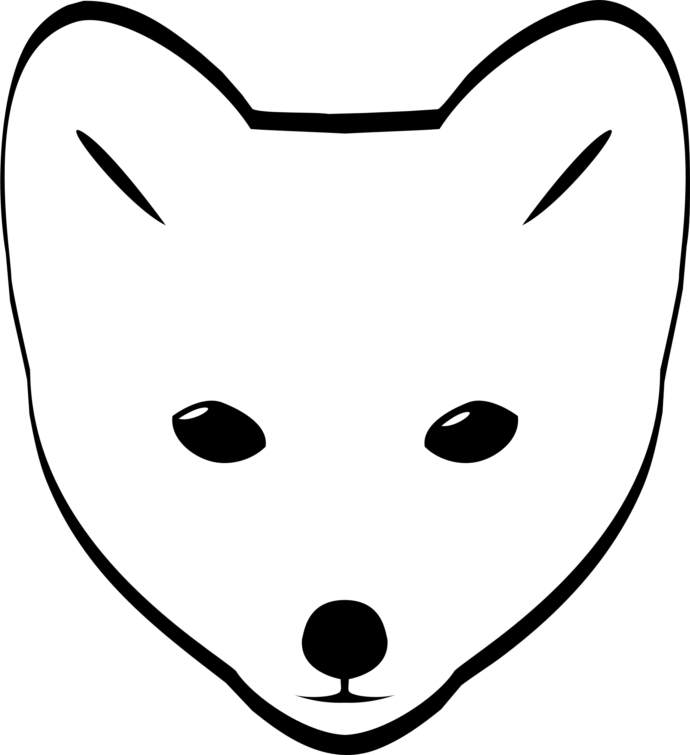 Fox head clipart black and white