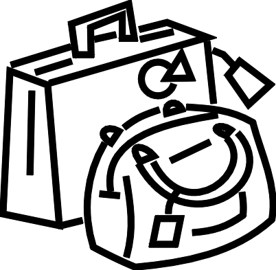 Suitcase Black And White Clipart