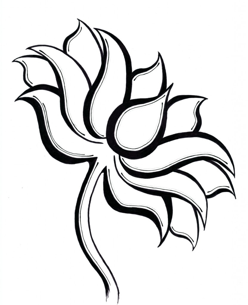 Simple Lotus Drawing - Drawing Art Gallery