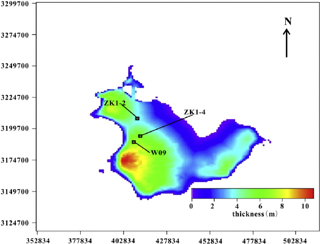 Total thickness of sedimentation from SEDSIM simulation for the ...