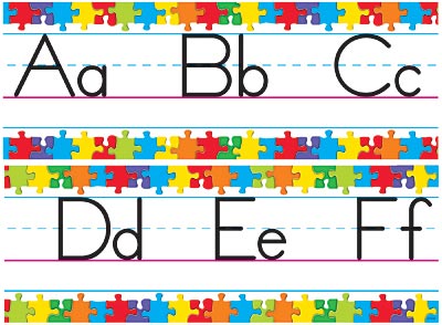 Jigsaw ABC Alphabet Line School Classroom Display Border