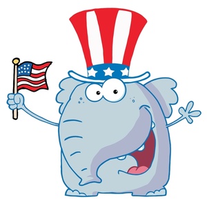 Free Political Clip Art Image - Republican GOP Elephant Waving the ...