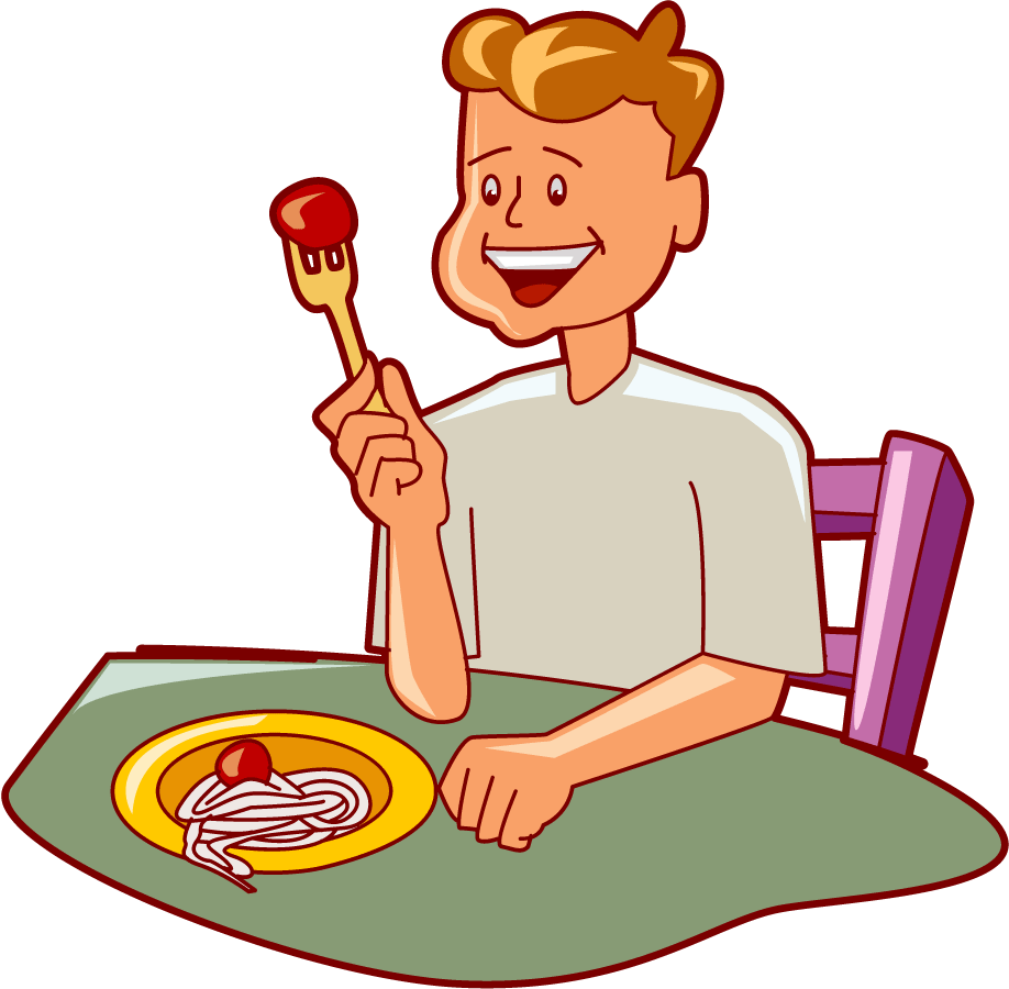 People eating food clipart