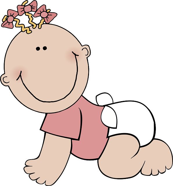 Baby in diaper clipart image #27410