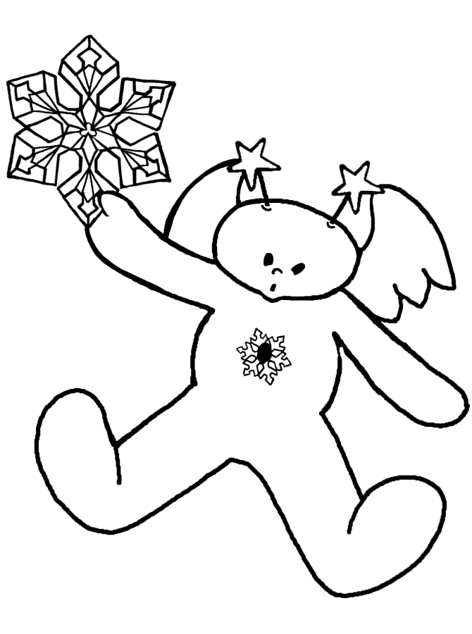 Snow Angel 11 Black and White Christmas coloring and craft pages. www.