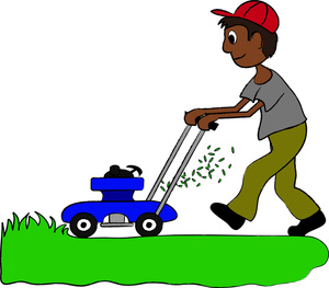 Chores Clipart Image - Hispanic Boy Mowing the Lawn