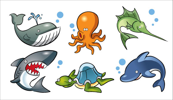 Download Cartoon Sea Animals Vector Free - ClipArt Best - ClipArt Best