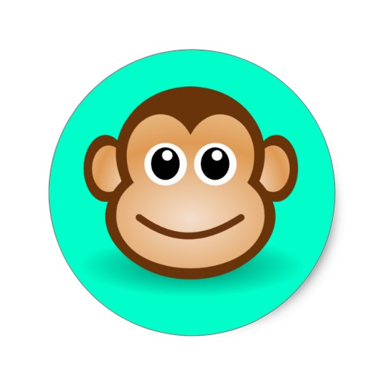 Cute Cartoon Happy Monkey Face Round Sticker | Zazzle