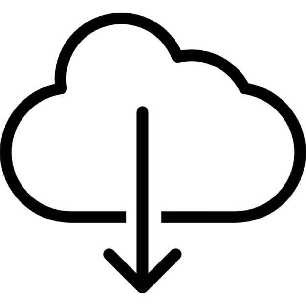 Cloud with arrow pointing down, IOS 7 interface symbol Icons ...