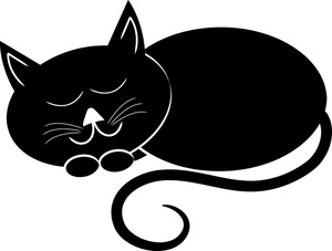 Free Sleeping Cat Clip Art Image - Black kitty cat curled up and ...