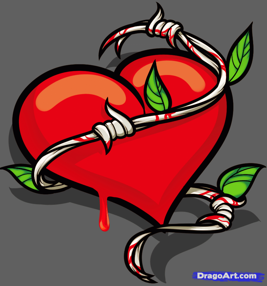 How to Draw a Barbed Heart Tattoo, Step by Step, Tattoos, Pop ...
