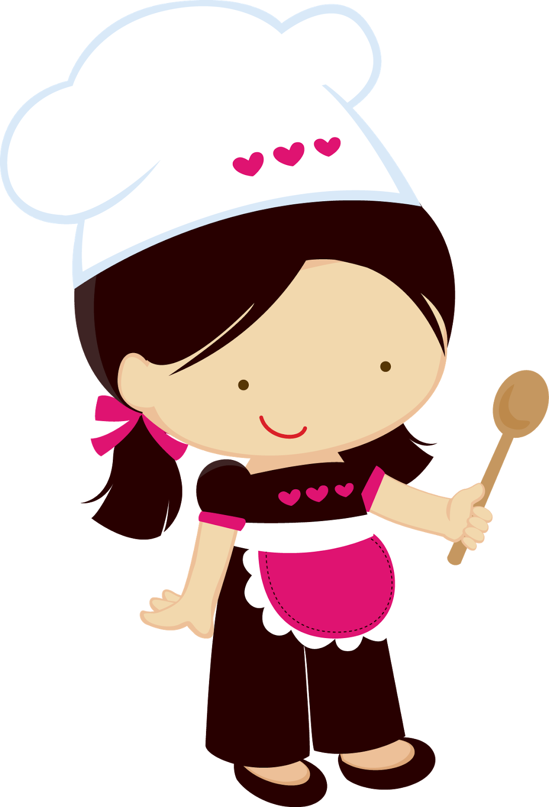 Little girl chef clipart