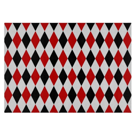 Red White Black Harlequin Diamond Pattern Cutting Board | Zazzle