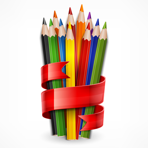 Colored pencils vector background set 04 - Vector Background free ...