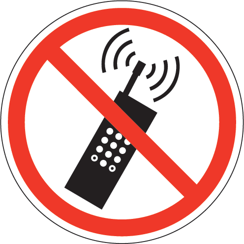 Cell Phones Prohibited Label by SafetySign.com - J6553