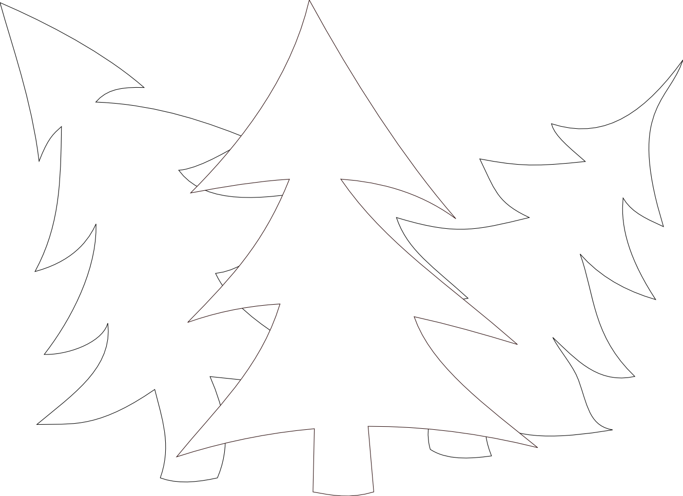 xmas christmas tree 116 black white line art SVG