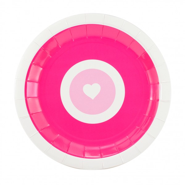 Dollyrockets pink heart paper plates are designed to complement ...