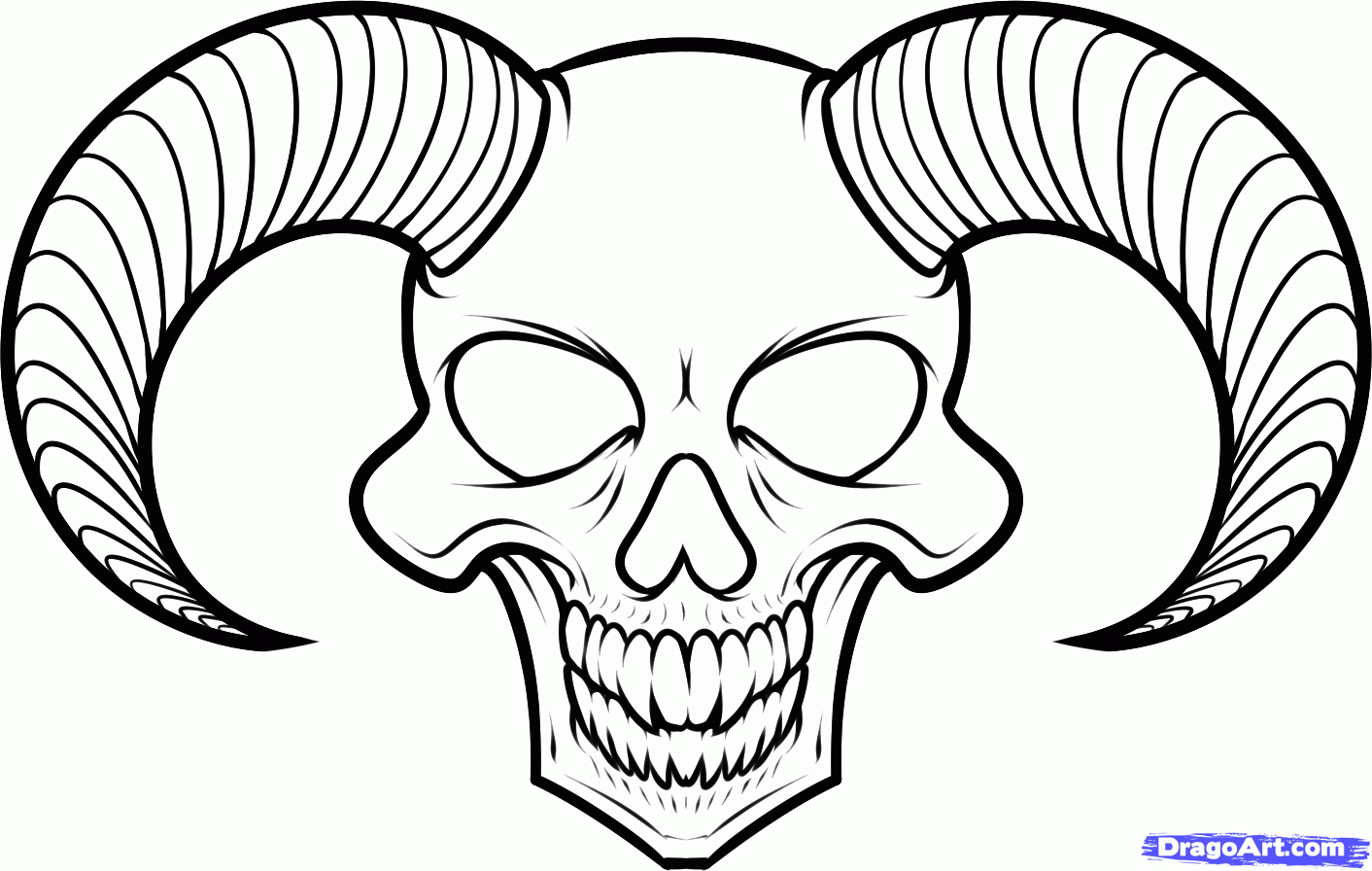 How to Draw a Devil Skull, Devil Skull Tattoo, Step by Step ...