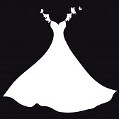 dress : Silhouette of a girl in white evening dress Illustration