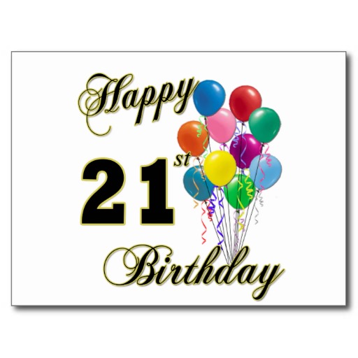Happy 21st Birthday with Balloons Postcard from Zazzle.