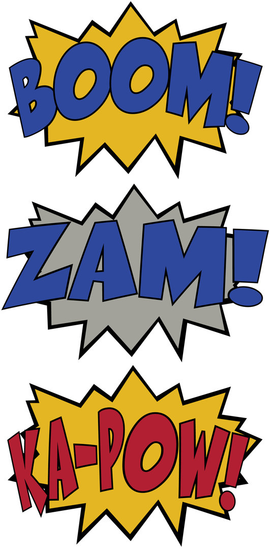 3 Comic Sound Effect Wall Decals Boom Zam KaPow by WilsonGraphics