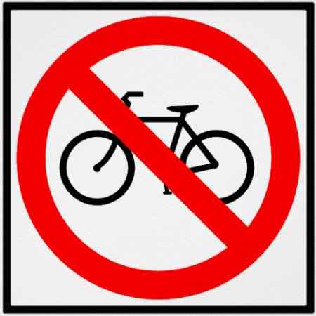 Bicycles Prohibited Signs - BicycleHobo.com