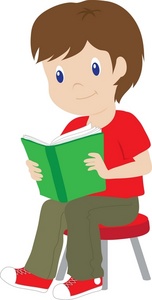 Read Clipart Image - A Little Brunette Boy Reading A Book