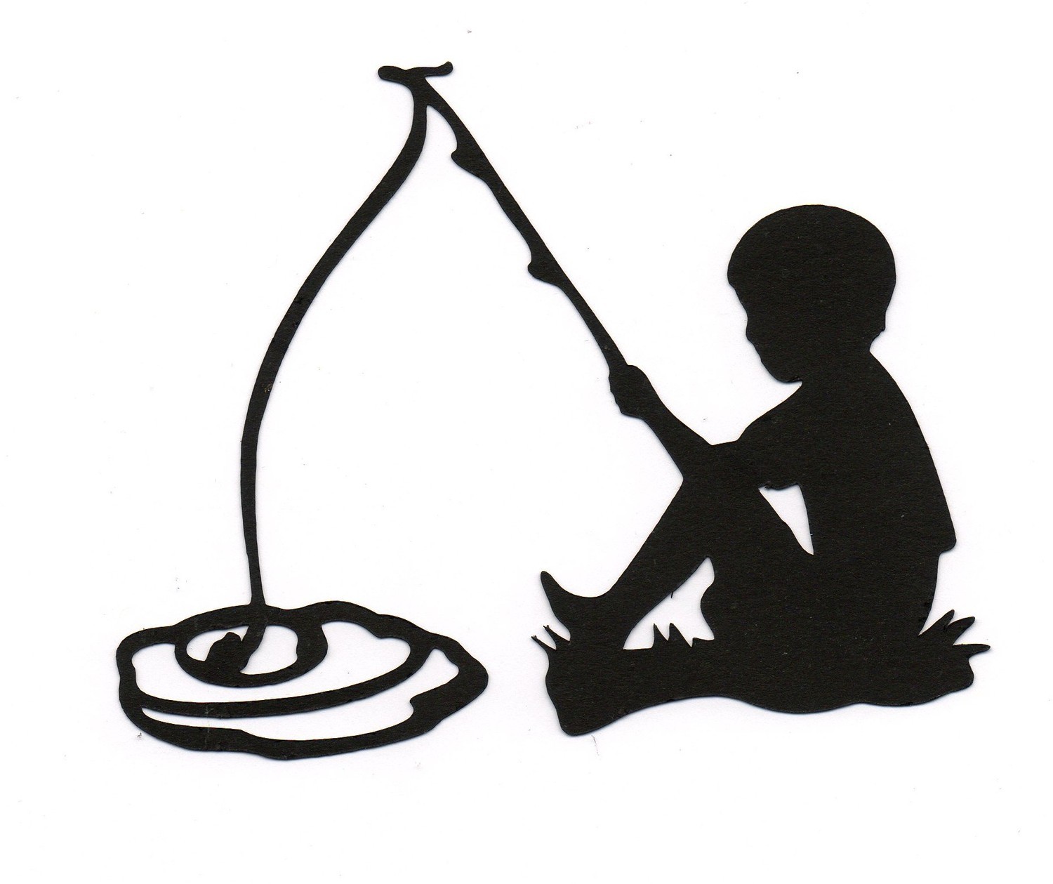 Clipart silhouette of boy fishing