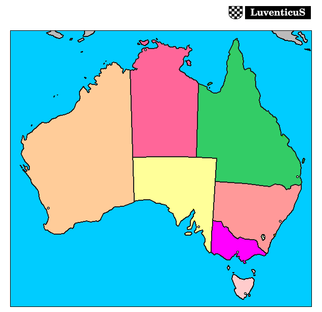 Map of Australia: states and capitals