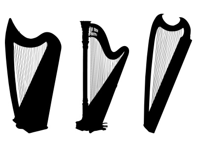 Harp Silhouette, Black and White Harps Music Clipart | Just Free ...