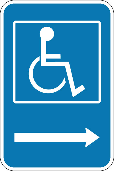 Parking and Traffic Control Sign - Handicap Symbol: Right Arrow ...