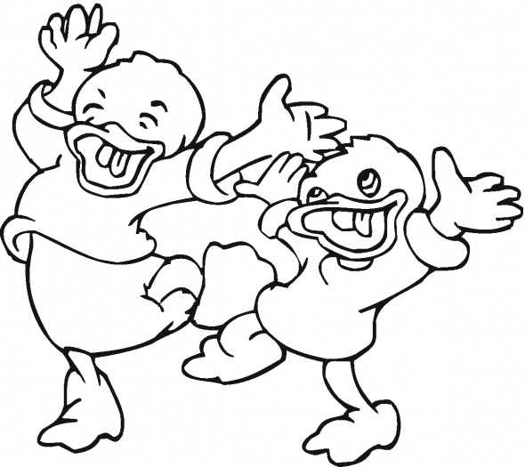 Little dancing ducks coloring page | Super Coloring