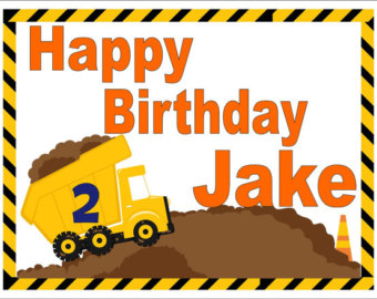 Construction Truck Happy Birthday Banner