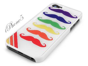 White Snap-on iPhone 5 Cover Case - Gay Pride Rainbow Mustache ...